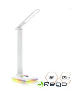 Galda lampa 8W 2700-6500K 720lm CCT+Dim+RGB ABS 183*138*380mm balta