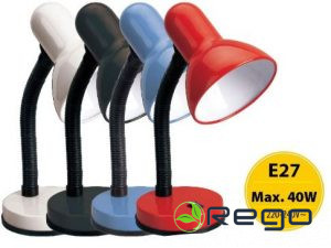 Galda lampa 220V E27 dzelzs kupols pamatne 140*300mm 1.2m 0.5mm2 kabelis zila