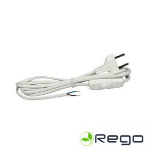 Vads elektroierīcem  H03VVH2-F 2x0.75/2m ar dakšu un poga on/off  balts (17732S)