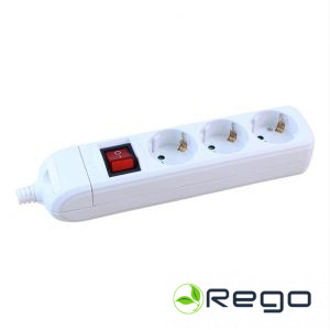 Pagarinātāja vads 3-vietīgs ar slēdzi H05VV-F 3G1.5mm2, 5M, balts (30)