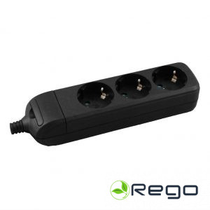 Pagarinātāja vads 3-vietīgs H05VV-F 3G1.5mm2, 3M, melns (40)