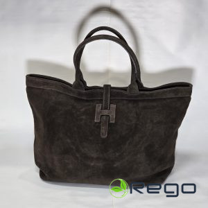 Dabīgās zamšādas soma tumši brūna XL