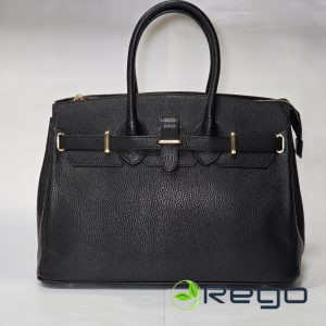 Dabīgās ādas soma melna ar zelta aizdari