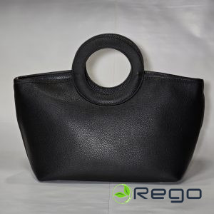 Dabīgās ādas soma melna ar apaļiem rokturiem