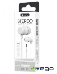 OnePlus Austiņas ar mikrofonu 3.5mm, 1.2m, baltas