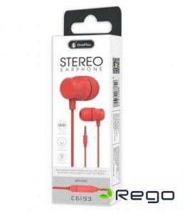 OnePlus Austiņas ar mikrofonu 3.5mm, 1.2m, sarkanas