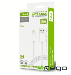 D-Fruit USB-A to Lightning, 1m ātrās uzlādes kabelis