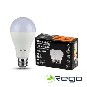 V-TAC Led spuldzes 2+1 E27/A60 8,5W/806lm