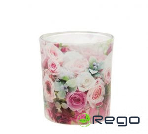 Aromātiskā svece stikla glāzē Rose