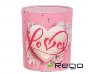 Aromātiskā svece stika glāzē Love