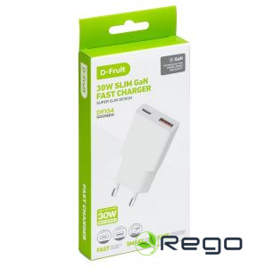 D-Fruit charger 30W USB-A/USB-C , Ātrais lādētājs DF134
