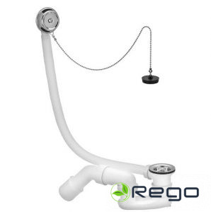 Vannas sifons ar izplūdes korķi un ķēdi, d=40/50 mm, balts/hroms Viega (311537)