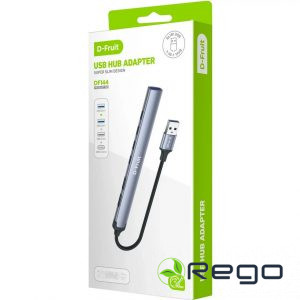 USB hub D-Fruit DF144 USB-A 4 porti, ar ārēju barošanu, saderīgs ar USB 3.0