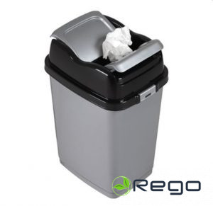 Atkritumu kaste 10L Locked Easy pelēka-melna