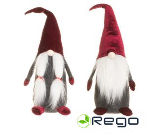 Winteria rūķis ar velveta cepuri tumši sarkans, 50cm