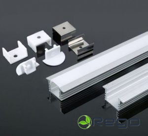 V-tac iebūvējams alumīnija profils, 2000x24.5x12.2mm, piena krāsas stikls