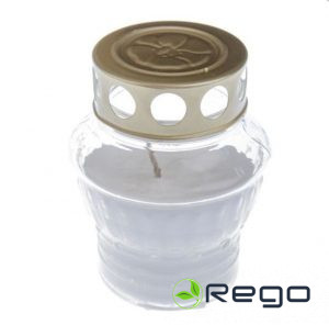 Āra svece ar vāciņu stikls balta 13cm