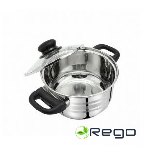 Nerūsējošā tērauda katls ar stikla vāku Ø 16cm.