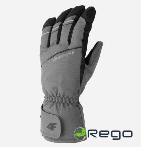 4F Cimdi SKI GLOVES Grey Melange, S izmērs, pelēki