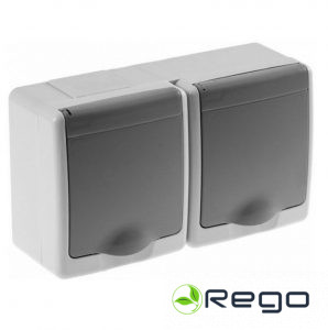 Kontaktligzda 2-v v/a ar zem. pelēka IP44 BETA