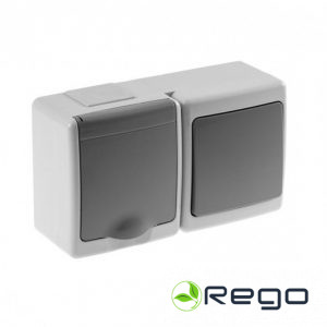 Kontaktligzda ar 1 pola slēdzi v/a pelēka IP44 BETA