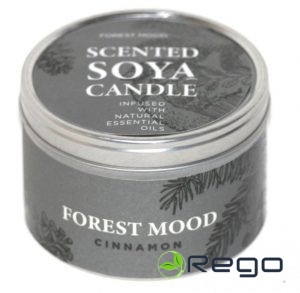 Svece sojas arom. metāla traukā 8x5,3cm Kanēlis