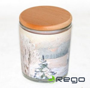 Svece- rapša aromātiskā stikla glāzē 7,4x9cm Ziema