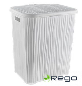 Veļas kaste ar vāku Wavy 48L balta