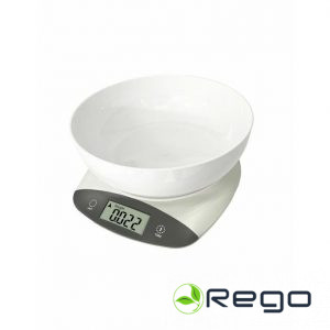 Virtuves svari ar bļodu Rosberg R51651Q, 5kg., 2xAAAbatteries, LED displejs, pelēkā krāsa
