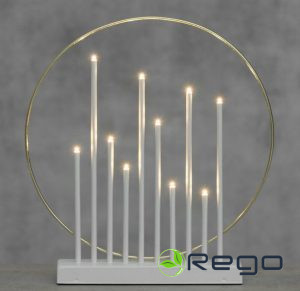 Finnlumor 10 LED svečturis ar metāla riņķi, balts