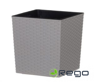 4Living puķu pods Rattan ECO 30x30x31cm gaiši pelēks