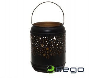 Laterna 13cm, melna, zelta iekšpuse