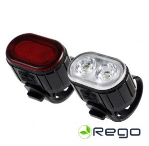Velosipēda gaismu komplekts, uzlādējams, ovāls 100Lm