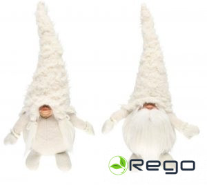 Winteria rūķis baltā kleitā 41cm, asorti