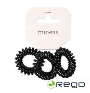 Mineas matu gumijas Spiral 3gab melnas