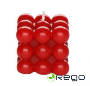 Burbuļsvece Cube tumši sarkana 6cm