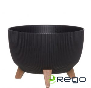 4Living puķu pods Roma Line ECO ar kājām 33cm melns