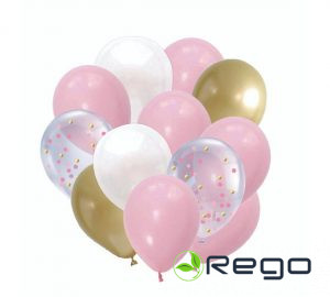Festi balonu komplekts balti/zelta/rozā/kofetti 24gab