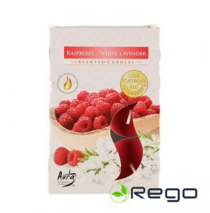 Aromātiskās tējas sveces Rasberry- White lavander 6gab
