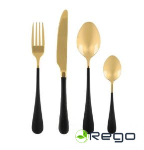 Maku galda piederumu komplekts 16gab melns un zelts