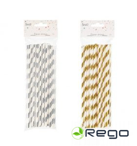 Festi papīra salmiņi metāliskās krāsās 25gab