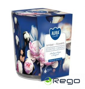 Aromātiskā svece stikla traukā Amber-flowers