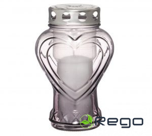 Kapu svece Sirds formā pelēka 60h