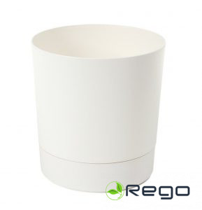 4Living puķu pods Aura ar paliktni 35cm balts