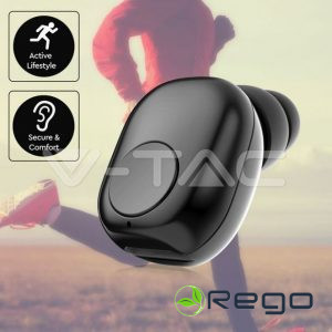 V-TAC 55 mAh BLUETOOTH austiņas melnas, iebūvēts mikrofons brīvroku zvaniem