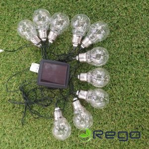 V-tac 1W(100Lm) LED virtene 2 m, 10 spuldzes, ar dakšu, ar saules bateriju, IP44