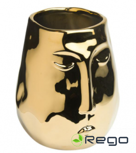 Vāze Face, zelta krāsā, H19,5cm, D10,5cm