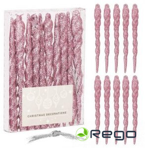 Springos Ziemassvētku eglīšu rotājumi CA0863 12cm 10gab rozā