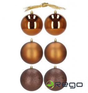 Ziemassvētku bumbiņas Springos CA0955 10cm 6gab brūnas