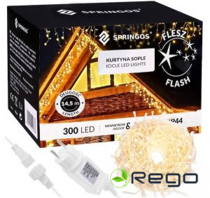 LED Ziemassvētku lāstekas Springos CL0331 12m silti baltas